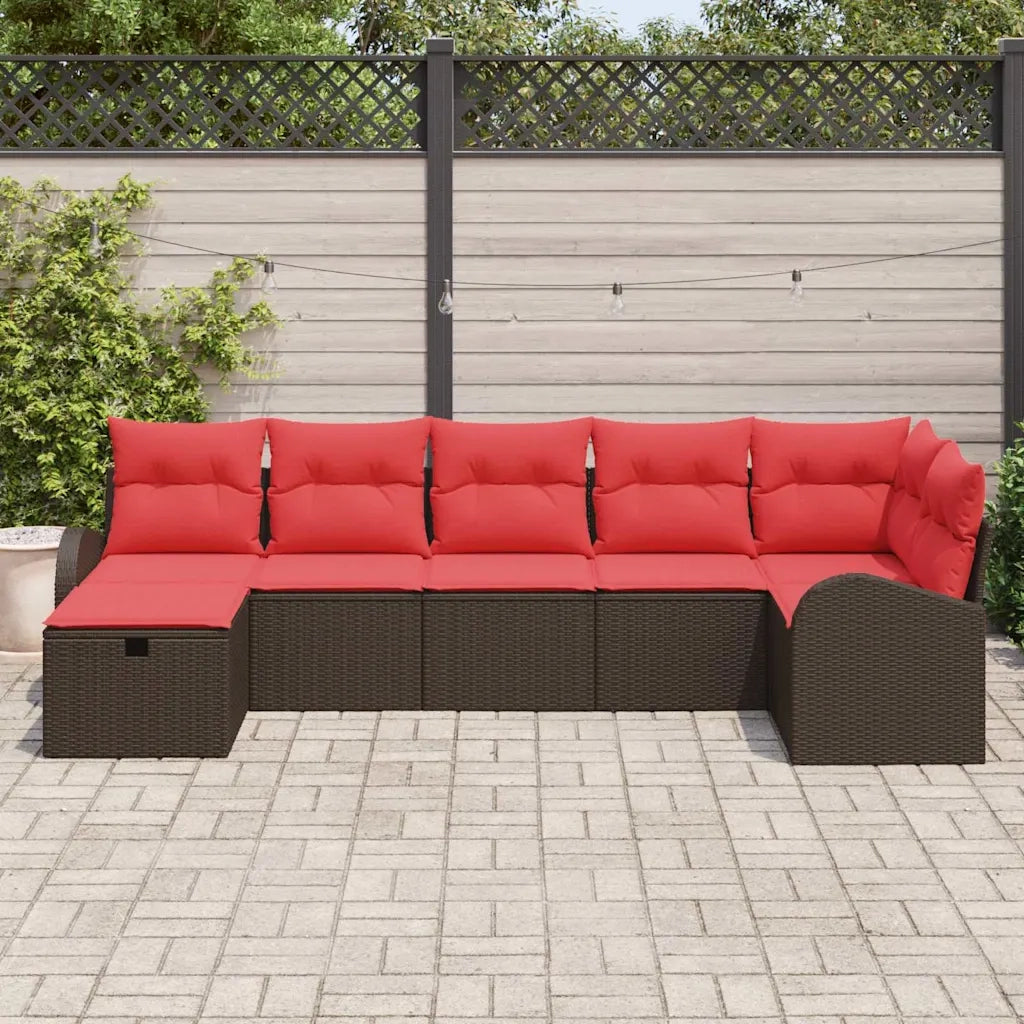Set Divano da Giardino con cuscino 7 pcs Marrone polyrattan 3360435
