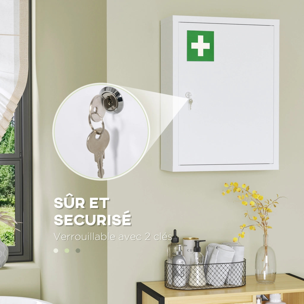Armadio da muro in acciaio 3 livelli ¨C zephmum ¨C 40x15x53,5cm bianco