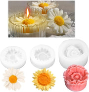 Forme di silicone per la creazione di candele 3D - Forma di fiore e margherita di silicone - Crea candele e cubetti di ghiaccio con forma di rosa e piccoli fiori di silicone.