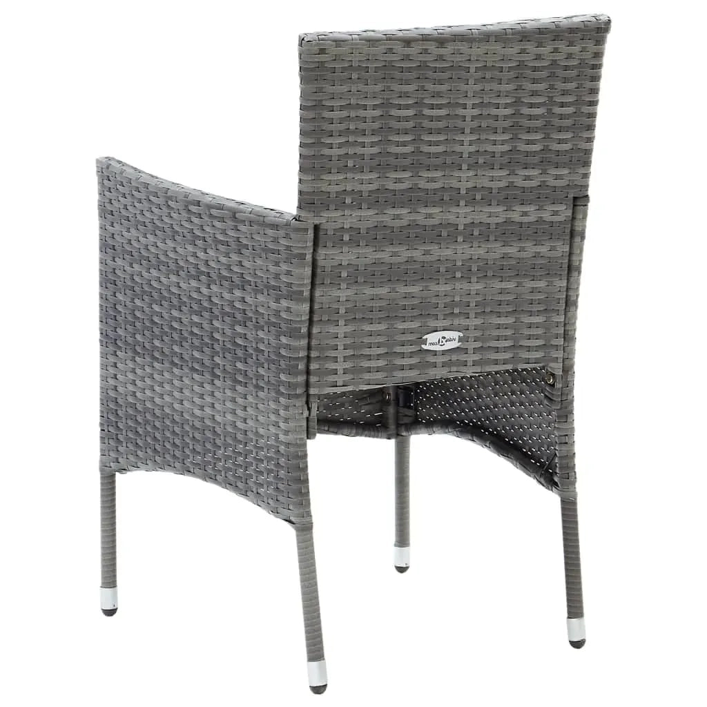 Set da Pranzo per Giardino 3 pz con Cuscini Polyrattan Grigio