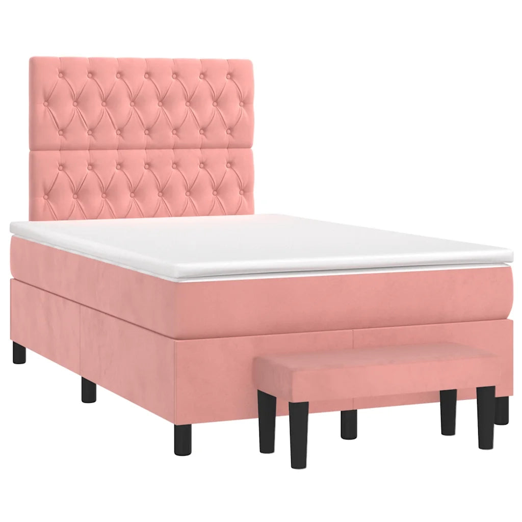 Giroletto a Molle con Materasso Rosa 120x190 cm in Velluto 3270492