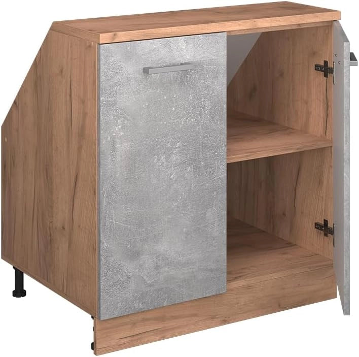 Mobile sottotetto Rion, Calcestruzzo, 80 x 81.6 cm con 2 porte, carcassa 60 cm profondità, adatto per il salvaspazio sotto tetti spioventi