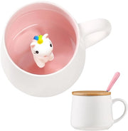 carino bicchierino 3D in ceramica con coperchio a cucchiaio per ragazze e donne - novità tazza da caffè per cioccolata, tè o latte - regalo personalizzato per la mamma