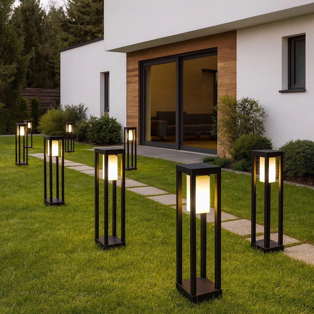 Lampioncino LED da Giardino Nero E27 IP65 60 cm | Paletto Luminoso Moderno per Esterni, Alluminio, Attacco E27, Vialetti e Percorsi