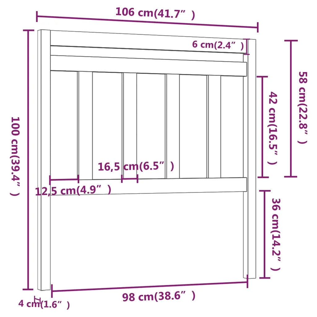 Testiera per Letto Bianca 106x4x100cm in Legno Massello di Pino 814080