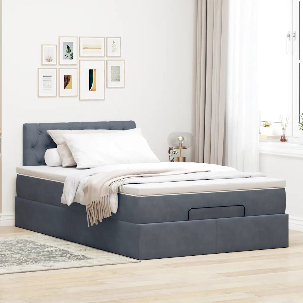 Struttura Letto Pouf con Materasso 120x200 cm Velluto 3312687
