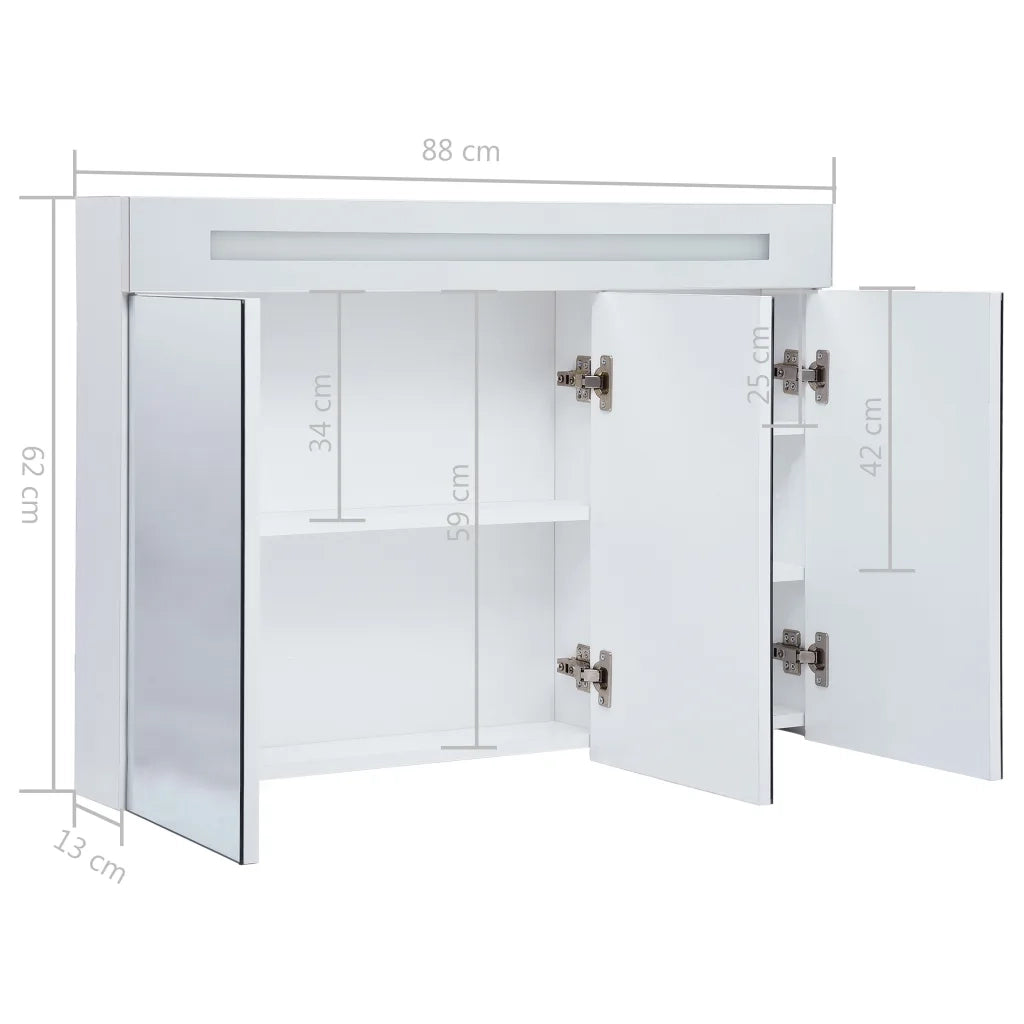 Armadietto Bagno con Specchio e LED 88x13x62 cm 285121