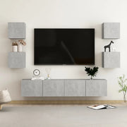 Set di Mobili Porta TV 6 pz Grigio Cemento in Legno Multistrato 3079082