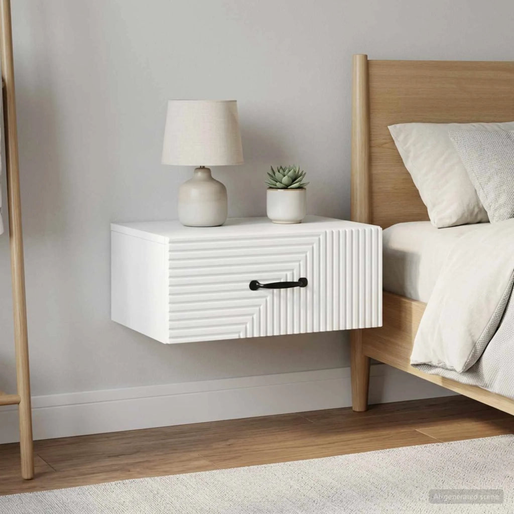 Mobiletto da notte a muro 2 pcs Bianco 49 x 34,5 x 20 cm 898616
