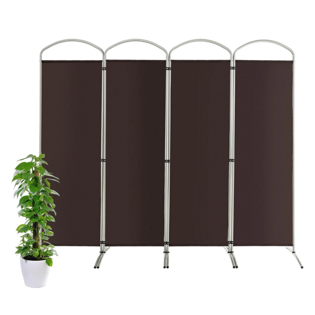 Paravento pieghevole a 4 pannelli da 188cm-Divisorio in tessuto per ambienti interni casa ufficio Marrone