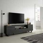 Mobile TV, 200x35x57cm, soggiorno, Per TV fino a 80", Design industriale, Nero RF2185