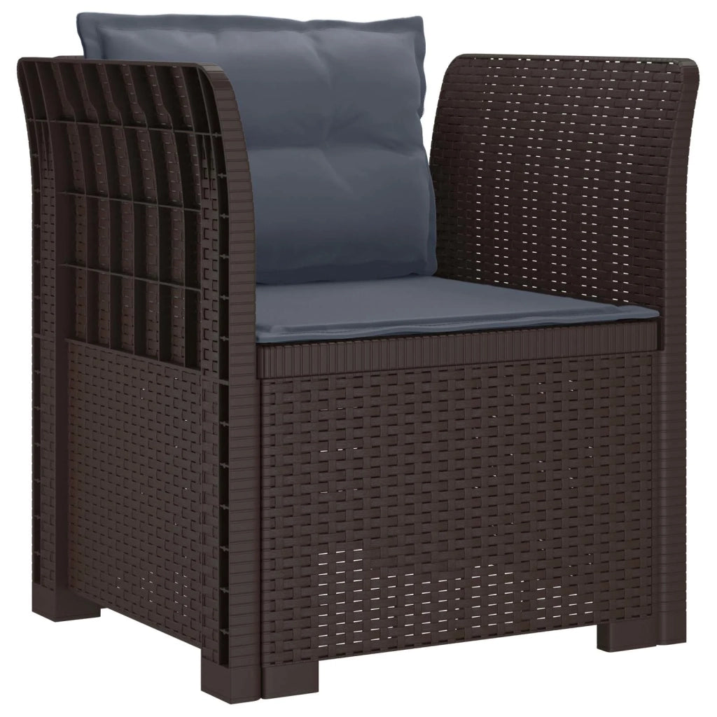 Poltrona a 1 Posto con Cuscini Aspetto Rattan PP Marrone 8011875