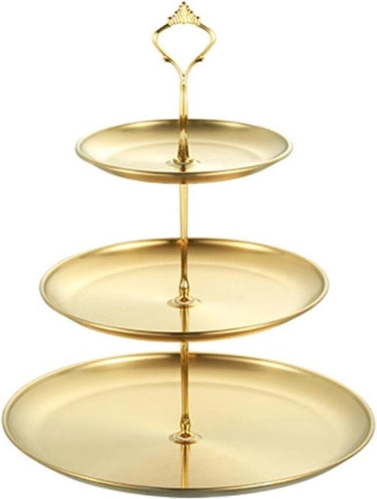 Display per desserti a tre livelli in acciaio inossidabile - torre per cupcake - supporto per dolci per matrimoni - feste di compleanno - dorato