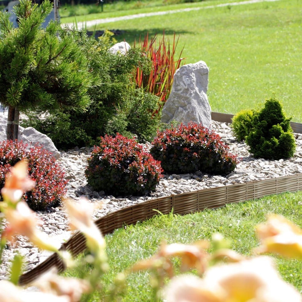 Bordo per Giardino 15,6m Recinzione Prato Bordatura per Aiuole Palizzata Orto Piante Marrone