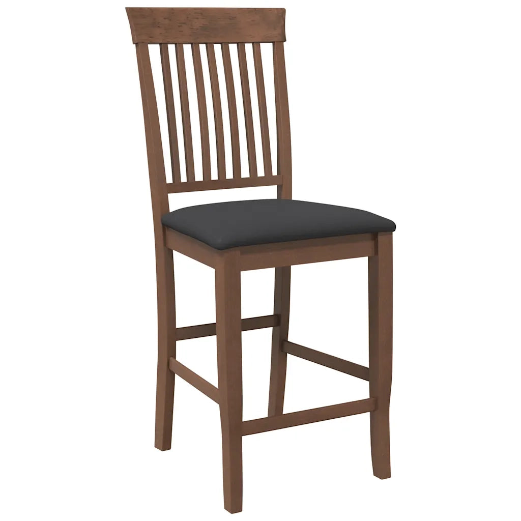 Sgabelli da Bar con Cuscini 2pz Marrone Legno Massello di Hevea 4102569