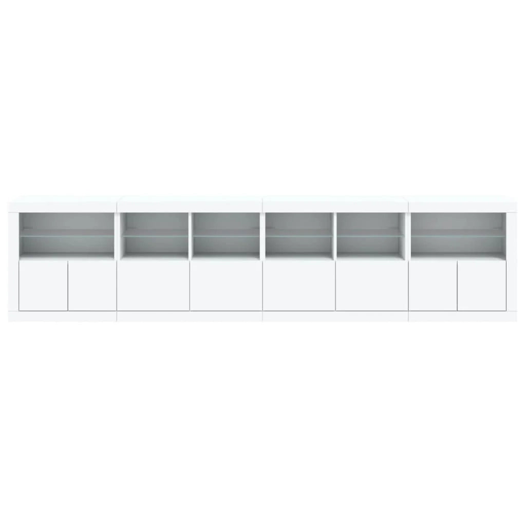 Buffet credenza cassettiera armadio mobile contenitore organizer per cucina soggiorno salotto con luci LED 283 x 37 x 67 cm bianco 02_0029846