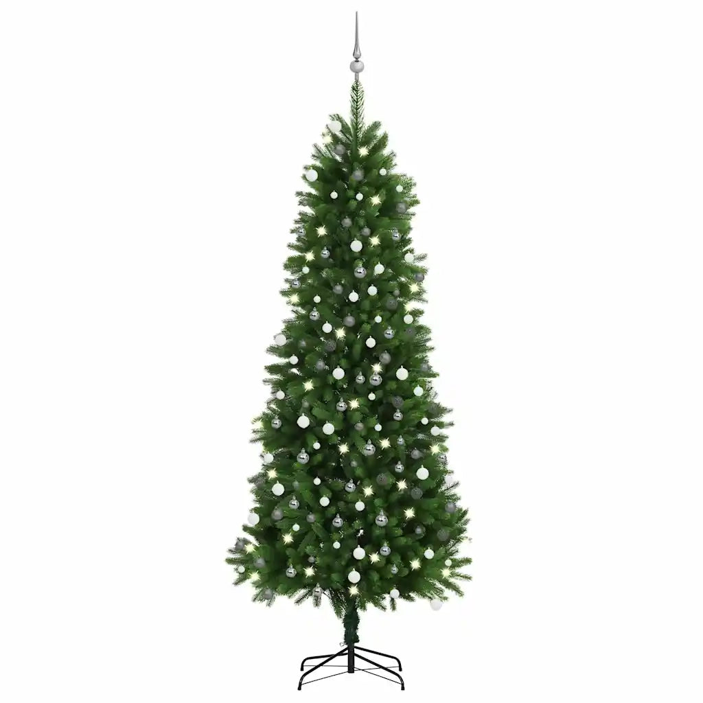 Set Albero Natale Artificiale con LED e Palline 240 cm Verde cod mxl 27100