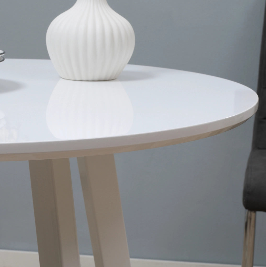 Tavolo rotondo da cucina ?72 x 75 cm in MDF bianco lucido con gambe in metallo