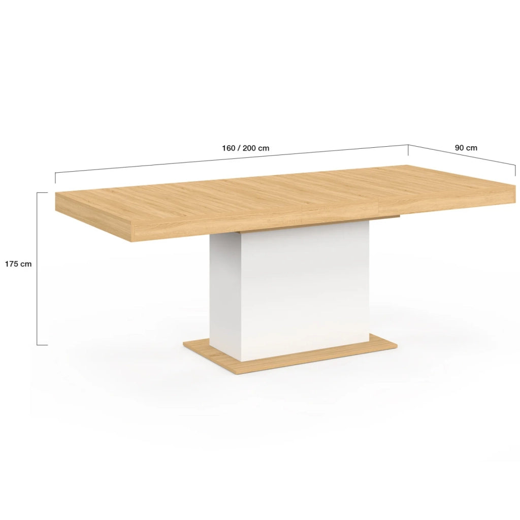 IDMarket - Tavolo da pranzo rettangolare allungabile EDEN 6-10 persone in legno e bianco 160-200 cm