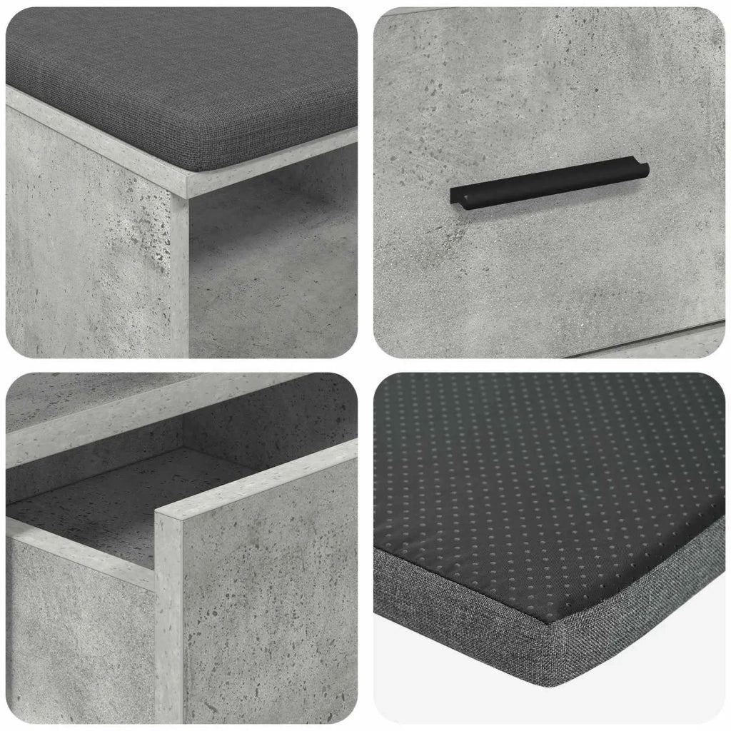 Panca per ingresso con cuscino Grigio Cemento 80 x 38 x 46 cm 891459