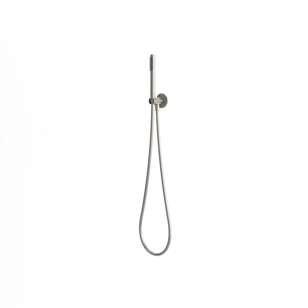 SINED Kit Attacco Tubo Flessibile e Doccino Inox Satinato in Acciaio 316L Resistente alla Corrosione per Interni ed Esterni - Modello Muro Levante