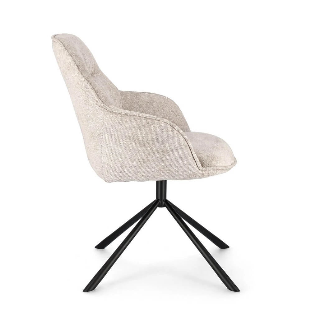 Set di 2 Poltrone Imbottite in Tessuto con Braccioli e Gambe in Acciaio - EFFORTLESS