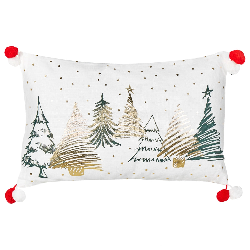 Set di 2 cuscini sparsi bianchi 30 x 50 cm con motivo ad albero di Natale in cotone sfoderabile Soggiorno Camera da letto