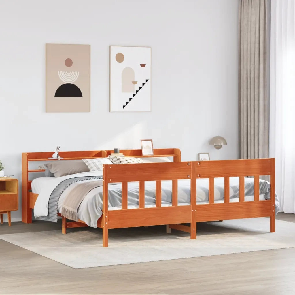 Letto senza Materasso Marrone Cera 180x200 cm in Legno di Pino 3306998