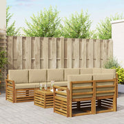 Set divani 9 pcs Naturale e Beige Legno di Acacia Massello