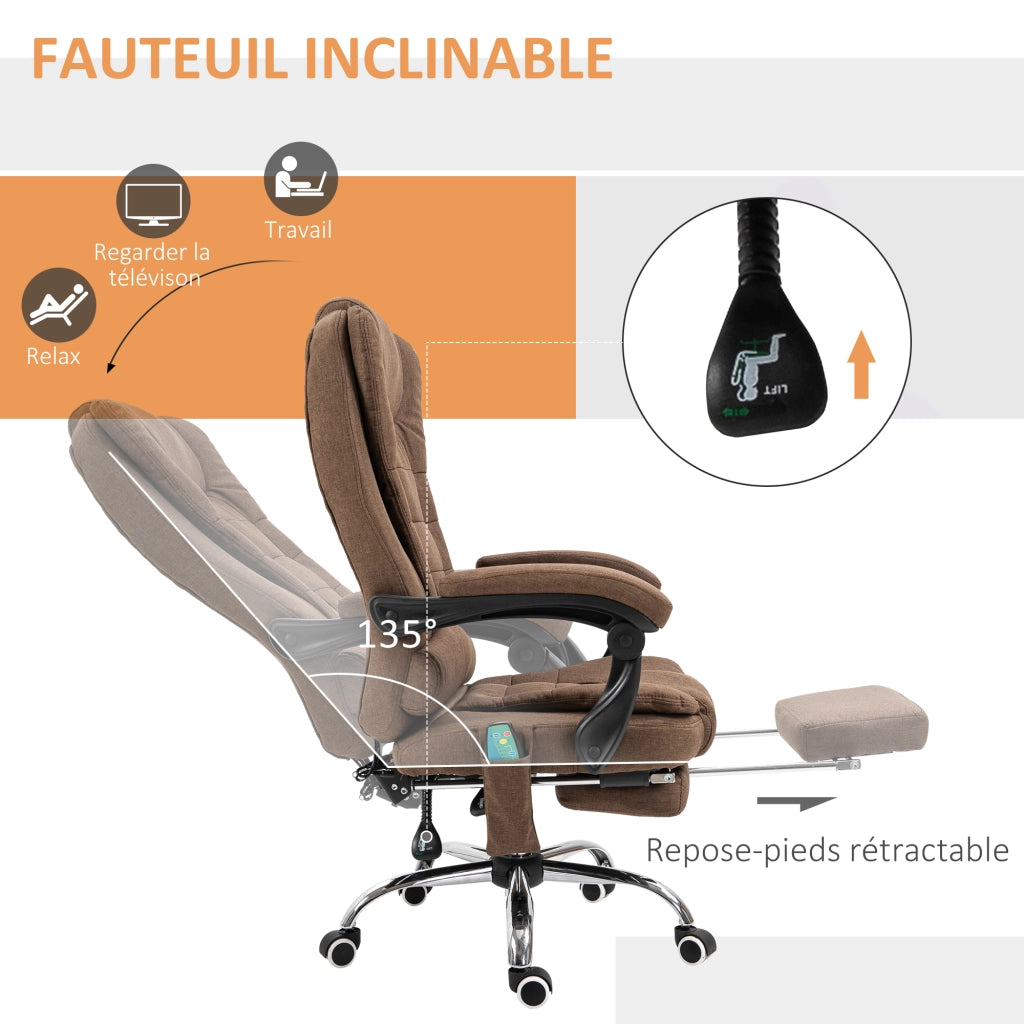 Poltrona da ufficio massaggiante e riscaldante ¨C zephmum ¨C regolabile in altezza con poggiapiedi e cuscino lombare