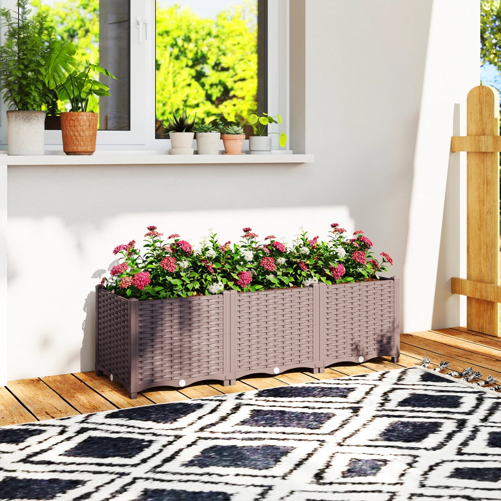 Letto da giardino ¨C zephmum ¨C 120x40x37, marrone, plastica, auto-irrigante