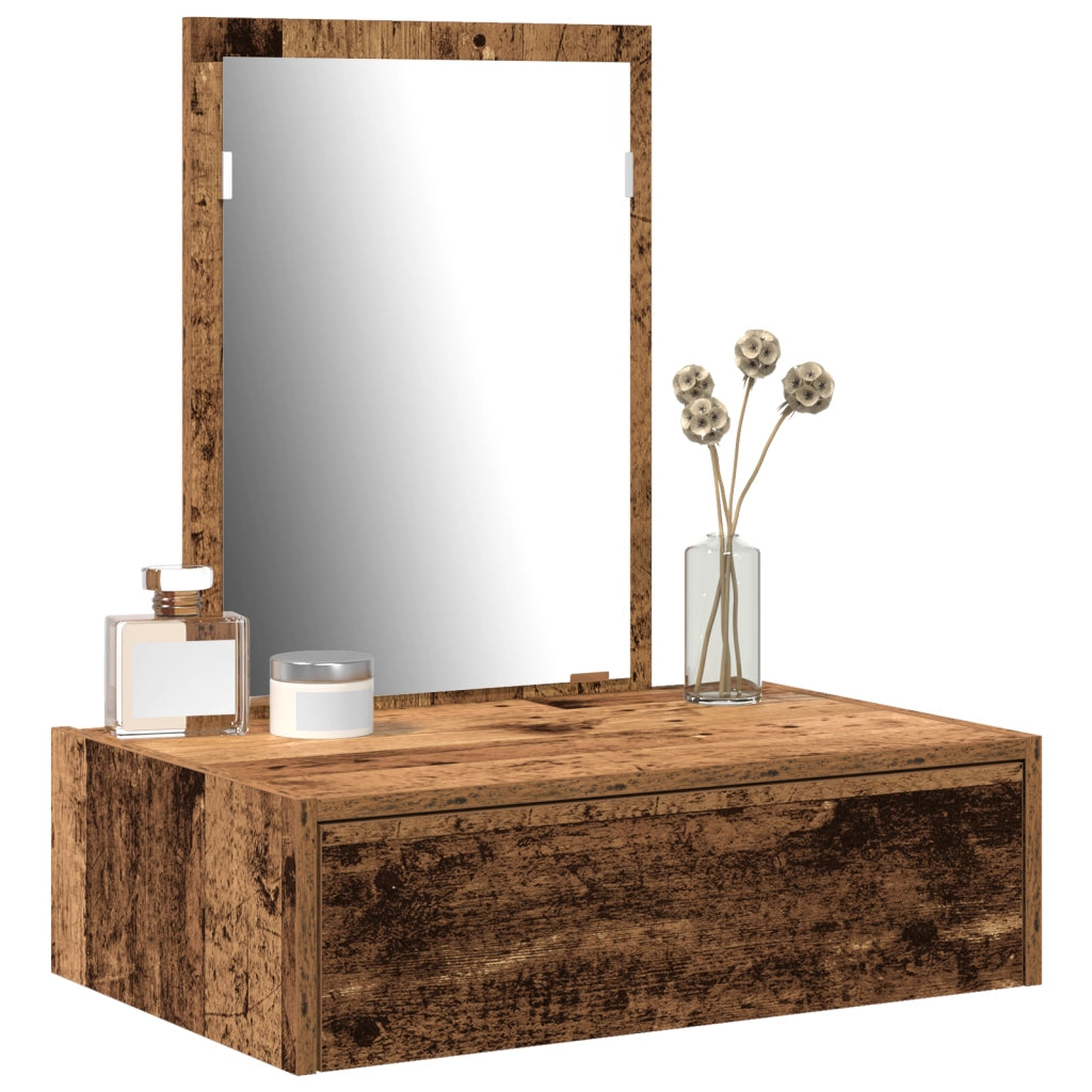 Tavolo da toeletta a muro in legno invecchiato 60x40x70 cm
