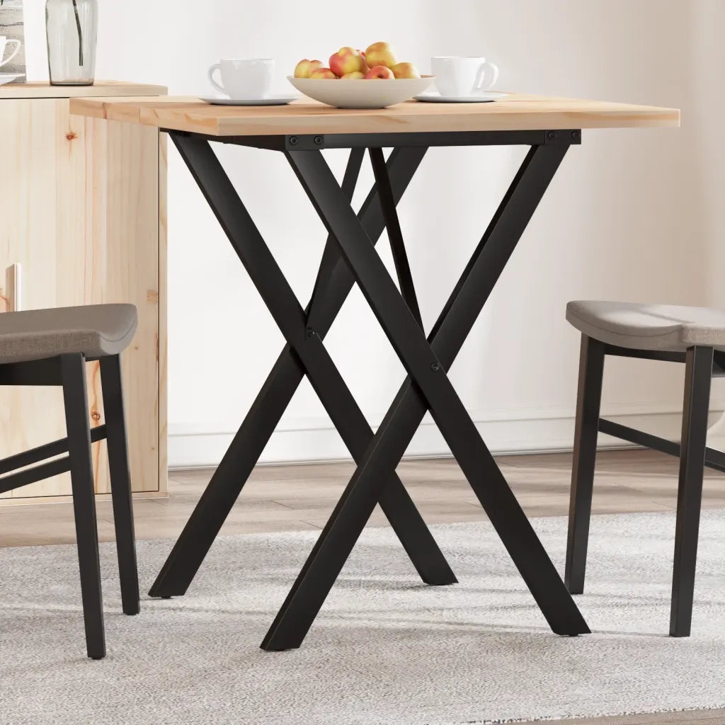 Tavolo da Pranzo Telaio a X 70x70x75,5 cm Legno Pino e Acciaio
