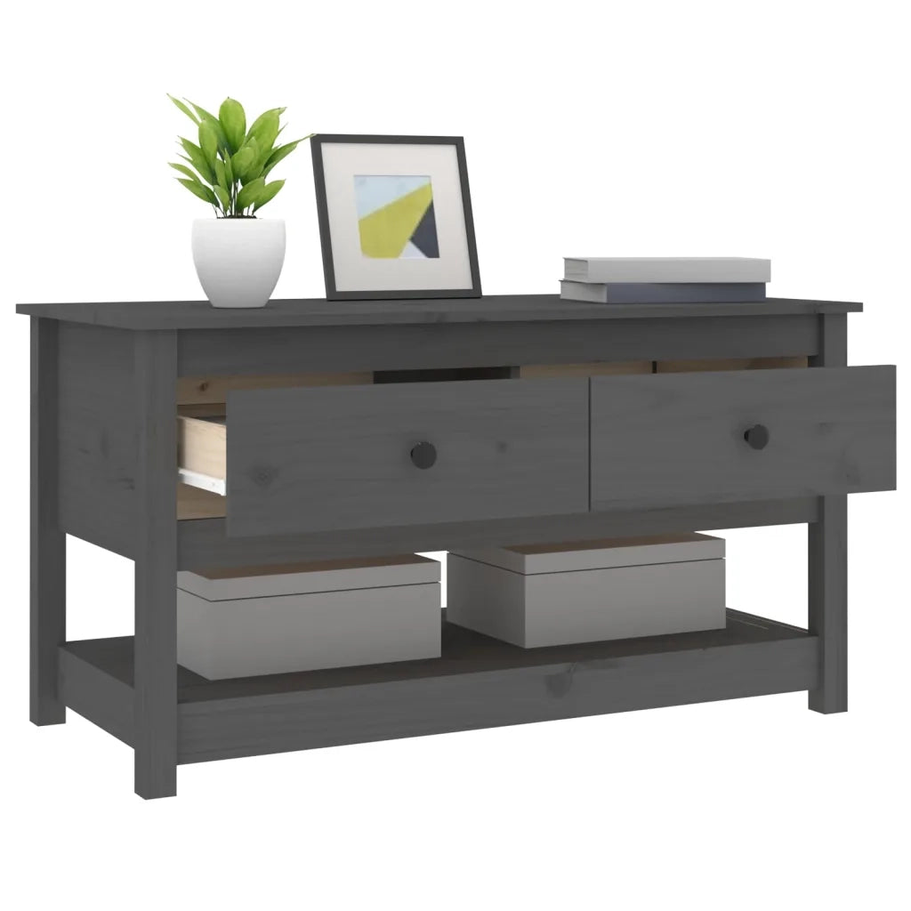 Tavolino da Salotto Grigio 102x49x55 cm Legno Massello di Pino 820923