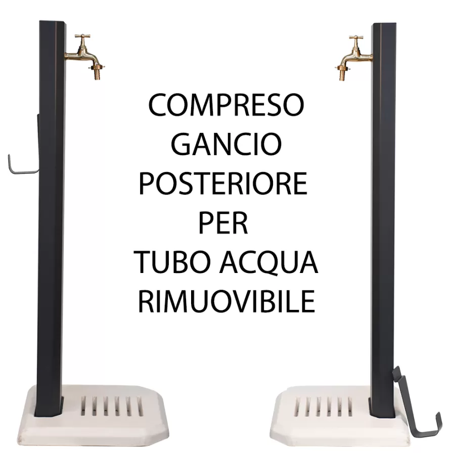 Fontana da Giardino Design a Colonna Ovale Rubinetto in Ottone con Base in Cemento Verde