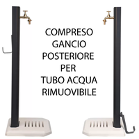 Fontana da Giardino Design a Colonna Ovale Rubinetto in Ottone con Base in Cemento Verde