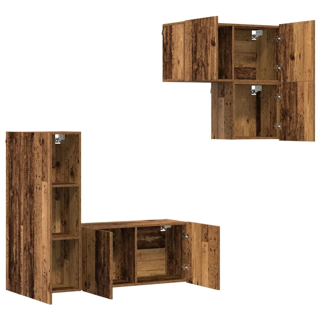 Mobile TV 4 pz | Armadietto TV | Mobile Porta TV Legno vecchio Legno multistrato