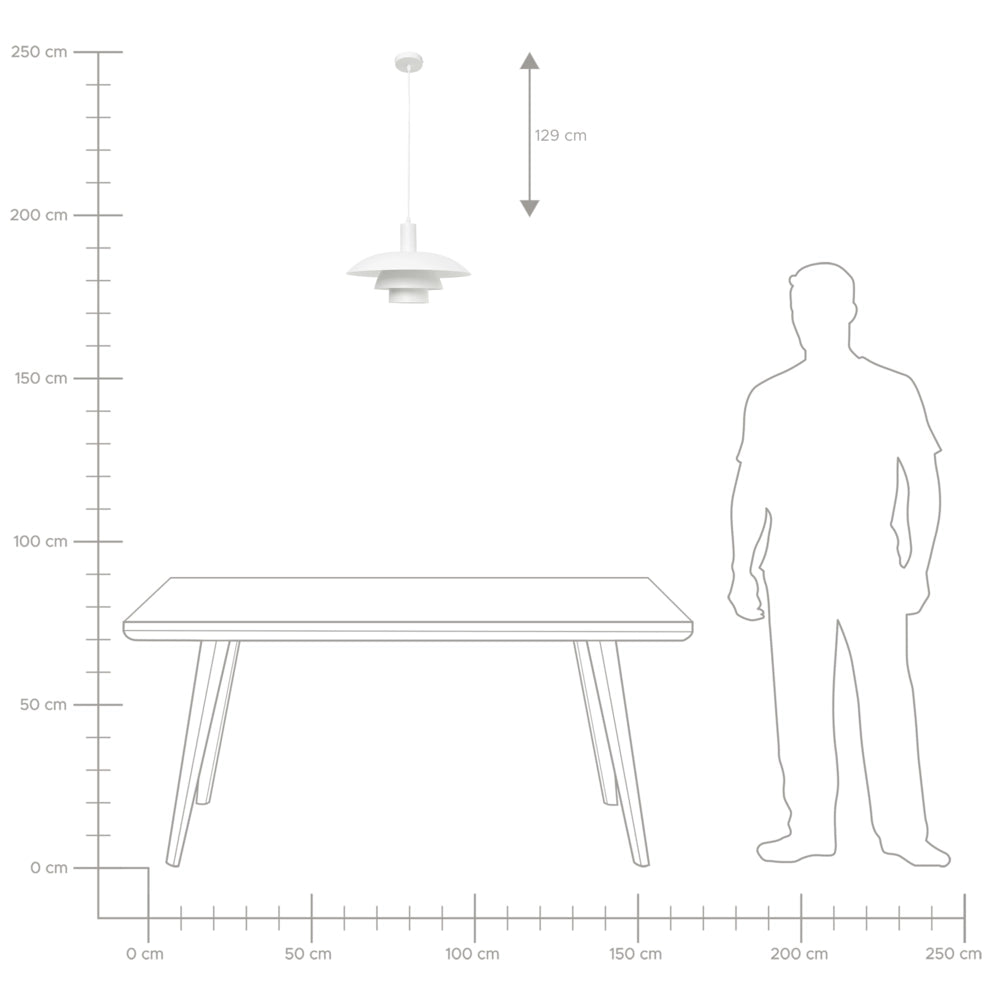 Lampada a sospensione in metallo bianco con design a gradini in stile metà secolo