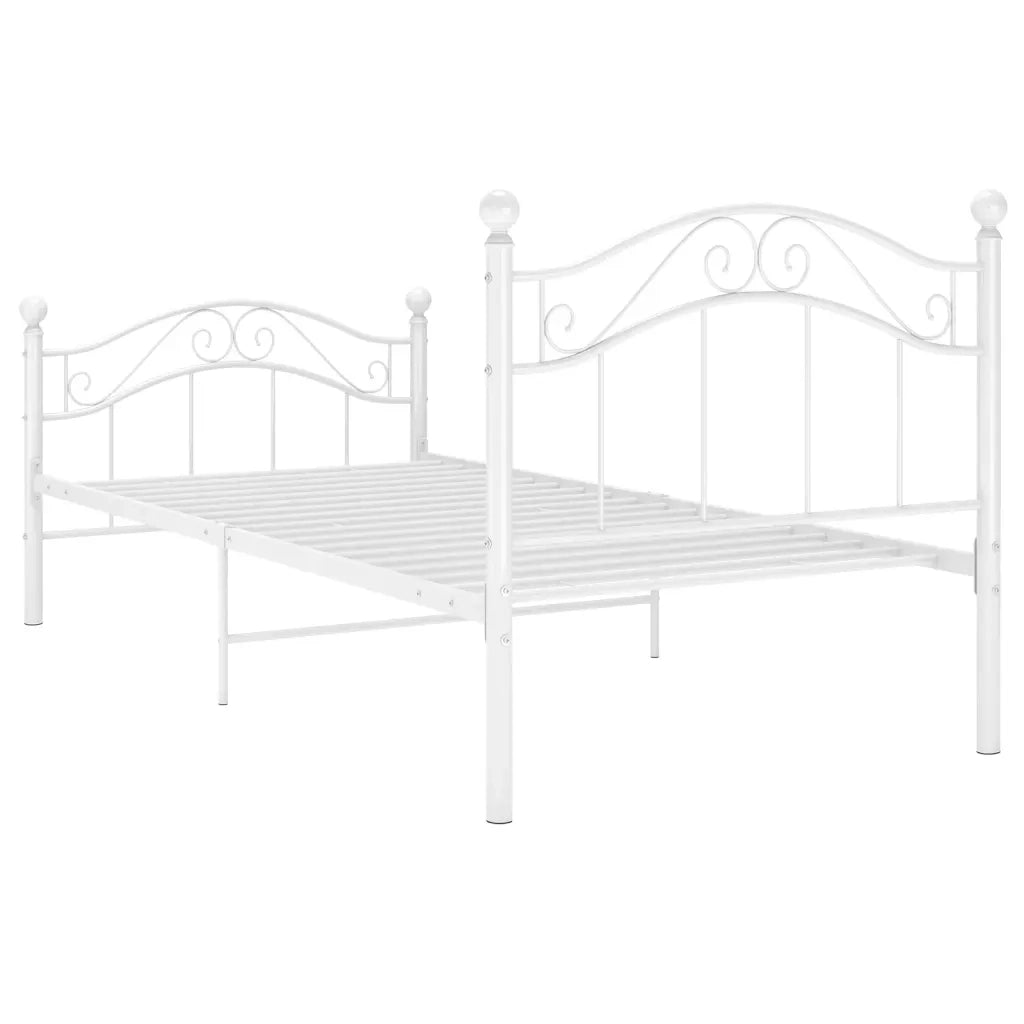 Letto singolo | Letto per adulti | Giroletto Bianco in Metallo 90x200 cm