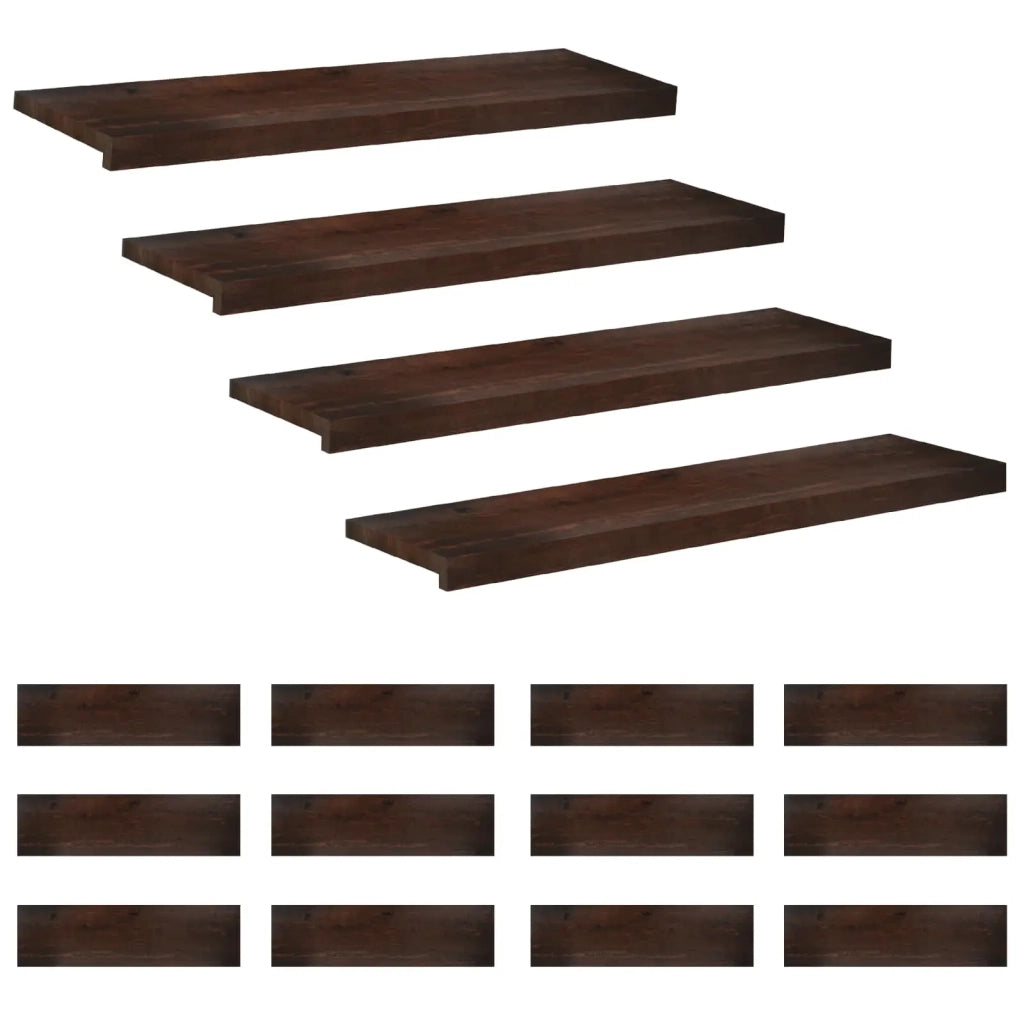 Tappeti per scale 16 pz 100 x 30 x 2 cm Marrone Scuro 3446457
