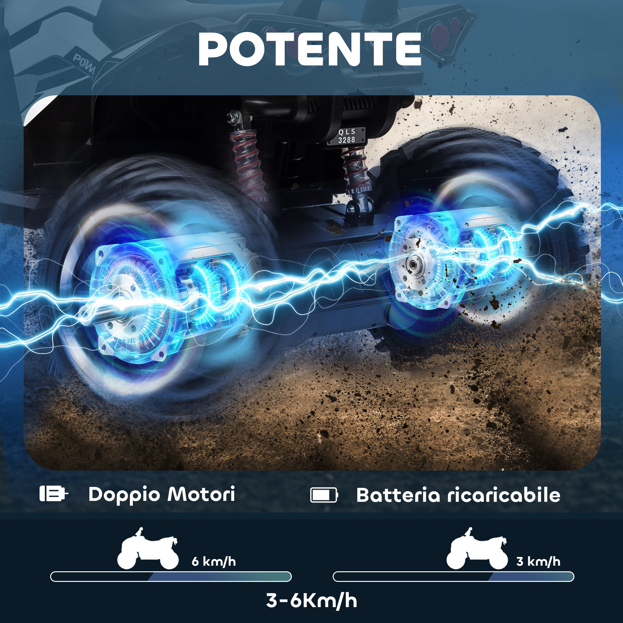 Quad Elettrico per Bambini 3-5 Anni 12V con Fari e Pedale Presa USB per Musica Bianco