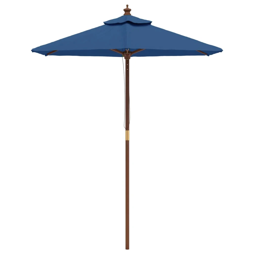 Ombrellone da giardino con palo in legno 196 x 231 cm blu 02_0008337
