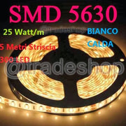 Trade Shop - Bobina Striscia 300 Led 5630 Impermeabile 5 Metri 12v Luce Bianco Freddo Caldo - -bianco Caldo      -