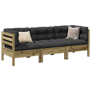 Set Divani da Giardino 3pz con Cuscini Legno Impregnato di Pino 3299274