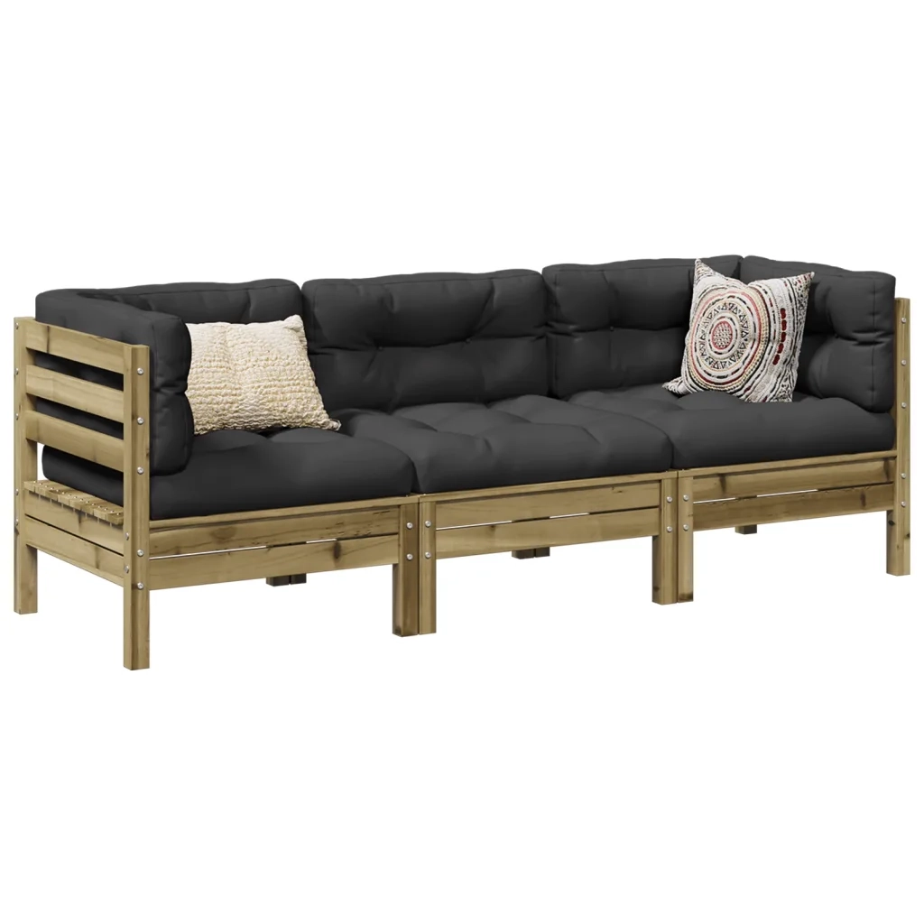 Set Divani da Giardino 3pz con Cuscini Legno Impregnato di Pino 3299274