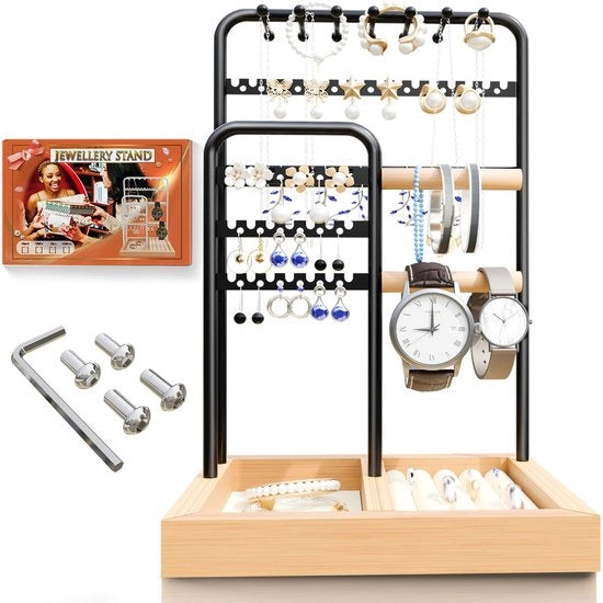 Sostegno per gioielli, supporto per collane, collana, anello, orecchini, collana per bracciali, orecchini, collane, anelli, gioielliere per collane, supporto per collane display, orecchini (supporto per collane nero)