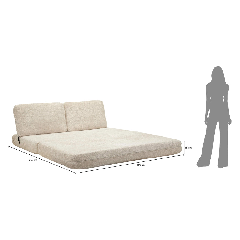 Albayz, Divano Letto 2 Posti Reclinabile, 31x31 cm Bianco