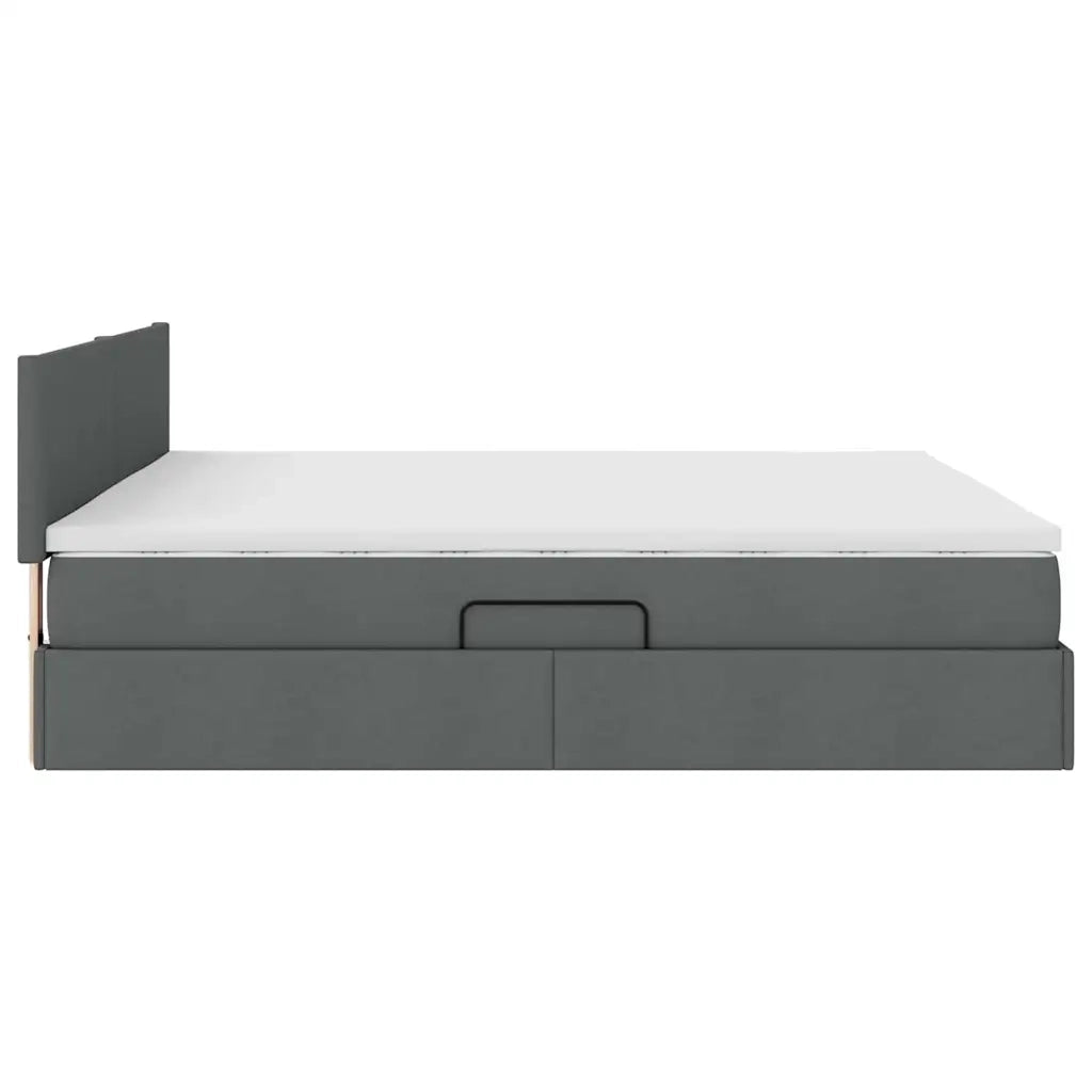 Letto con contenitore e materasso Grigio scuro 180 x 200 cm