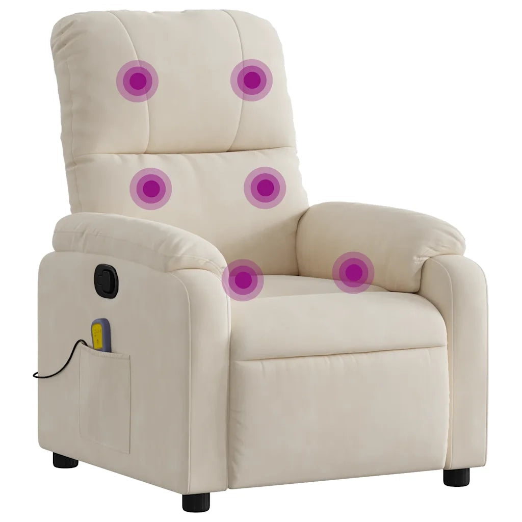 Divano Sedia-Poltrona Massaggiante Reclinabile Beige in Tessuto Microfibra 107957