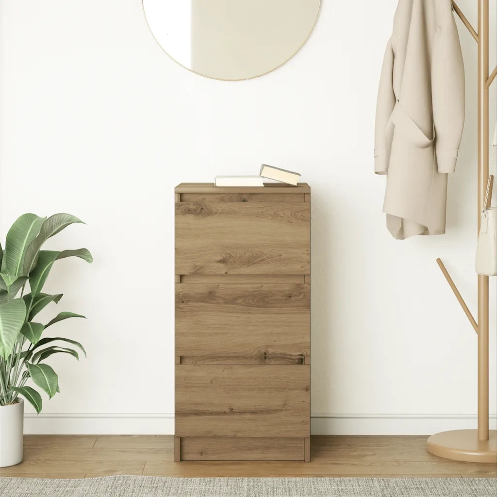 Credenza Rovere Artigianale 37,5x35x76 cm in Legno Multistrato